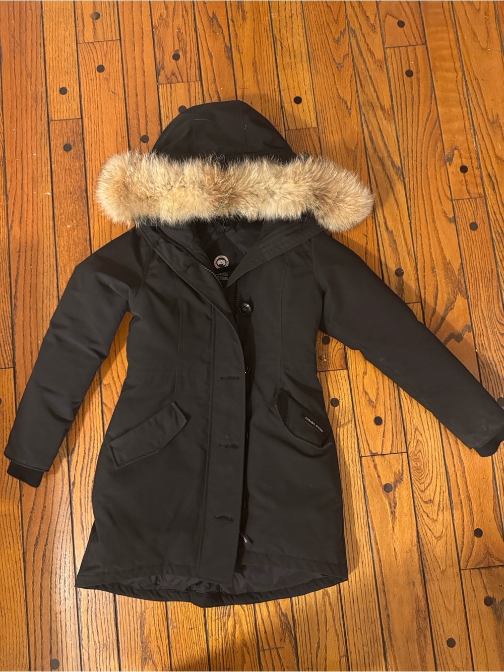 Women's Black Canada Goose Rossclair Parka Coat with Real Fur Trim Hood